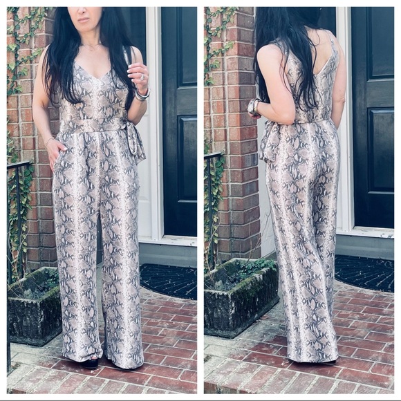 #01 Snakeskin print Wide leg tank jumpsuit - Picture 10 of 15